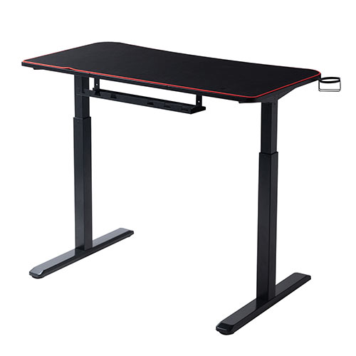 ゲーミングデスク（上下昇降・平机・eスポーツ・デスクマット・ドリンクホルダー・ヘッドホン掛け・タップ受け付き）