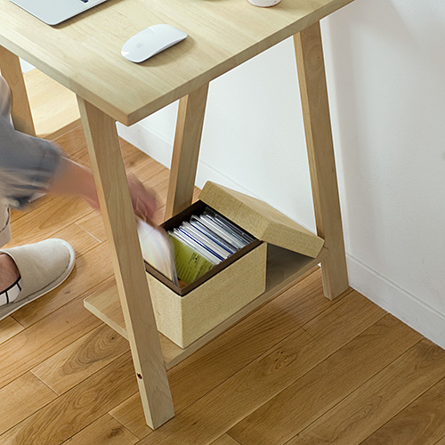 パソコンデスク（120cm幅・天然木・高さ70cm・足元棚付） EZ1-DESKH018