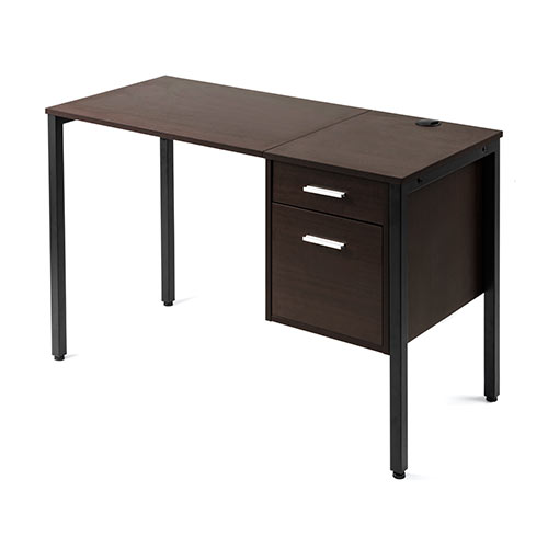 デスク（キャビネット付き・ワゴン付き・木製・W1100・D500・ブラウン・テレワーク・在宅勤務・アジャスターつき）