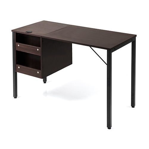 デスク（キャビネット付き・ワゴン付き・木製・W1100・D500・ブラウン・テレワーク・在宅勤務・アジャスターつき）