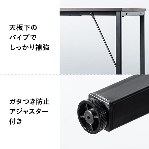 デスク（キャビネット付き・ワゴン付き・木製・W1100・D500・ブラウン・テレワーク・在宅勤務・アジャスターつき）