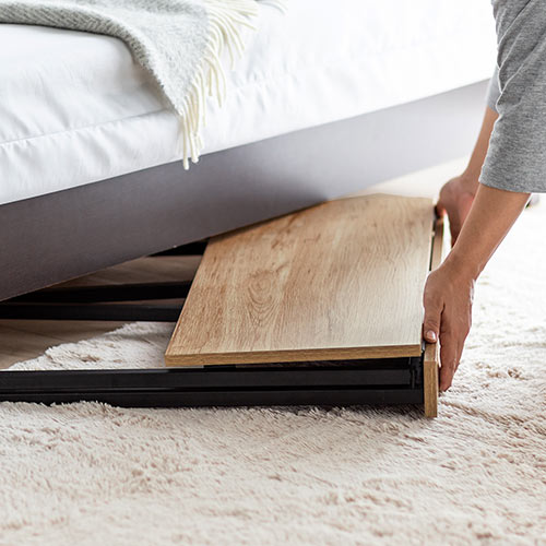 折りたたみデスク（コンパクトデスク・スリムデスク・W800mm・D395mm・ライトブラウン・収納・テレワーク）