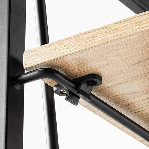 折りたたみシェルフ（収納便利・折りたたみラック・4段収納・W600mm・H1250mm・ライトブラウン・スチール）