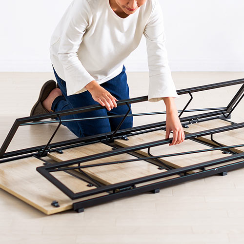 折りたたみシェルフ（収納便利・折りたたみラック・4段収納・W600mm・H1250mm・ライトブラウン・スチール）