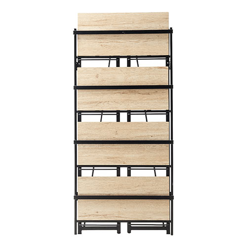 折りたたみシェルフ（収納便利・折りたたみラック・4段収納・W600mm・H1250mm・ライトブラウン・スチール）