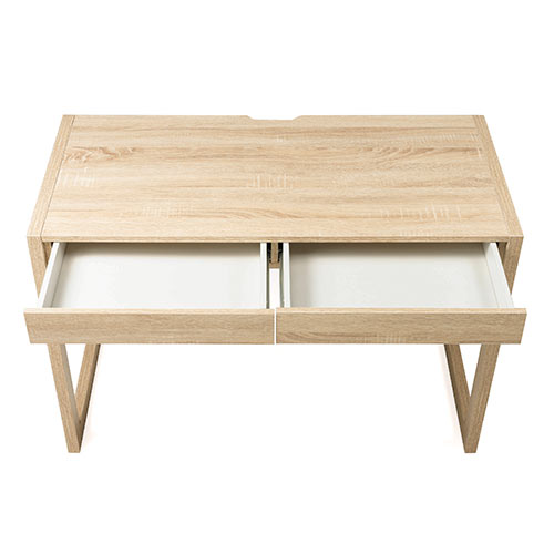 【アウトレット･訳あり・セール】パソコンデスク（書斎デスク・幅105cm・奥行50cm・引き出し付き・テレワーク・在宅勤務・木目調・ライトブラウン）