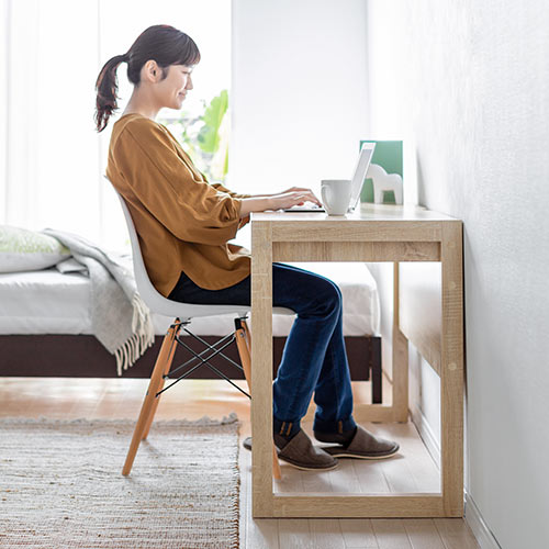 【アウトレット･訳あり・セール】パソコンデスク（書斎デスク・幅105cm・奥行50cm・引き出し付き・テレワーク・在宅勤務・木目調・ライトブラウン）