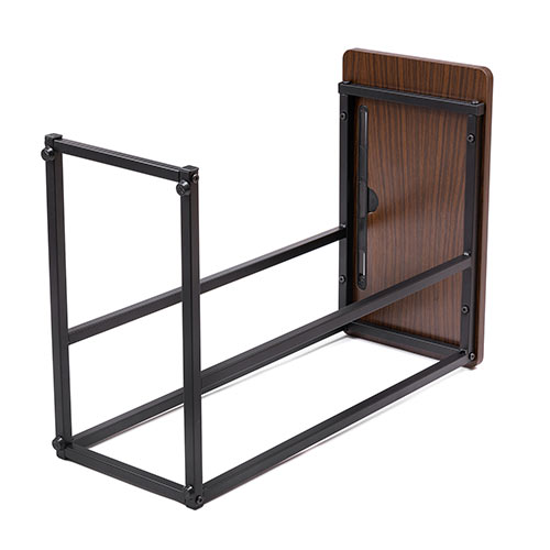 ソファーサイドテーブル ベッドサイドテーブル コの字型テーブル スマホ/タブレットスタンド 高さ63.5cm  ブラウン　木目調