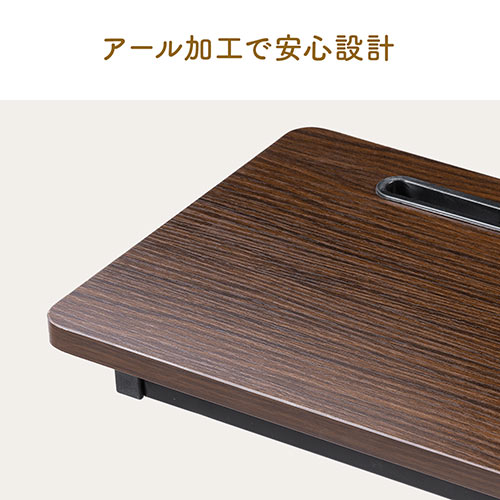 ソファーサイドテーブル ベッドサイドテーブル コの字型テーブル スマホ/タブレットスタンド 高さ63.5cm  ブラウン　木目調