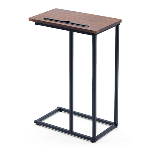 サイドテーブル（ナイトテーブル・ベッド・ソファー・タブレット・スマホスタンド・高さ63.5cm・テレワーク・シンプル・ブラウン）