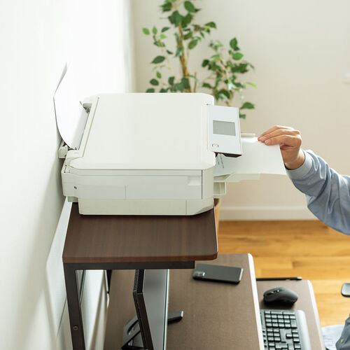 パソコンラック（幅75cm・キーボードスライダー・有孔ボード・コンパクト・収納棚付・棚組み替え・キャスター付・サブテーブル付・ブラウン木目）