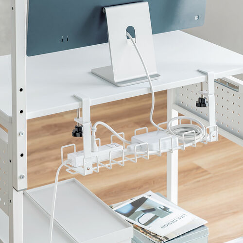 パソコンラック（幅75cm・キーボードスライダー・有孔ボード・コンパクト・収納棚付・棚組み替え・キャスター付・サブテーブル付・ホワイト）