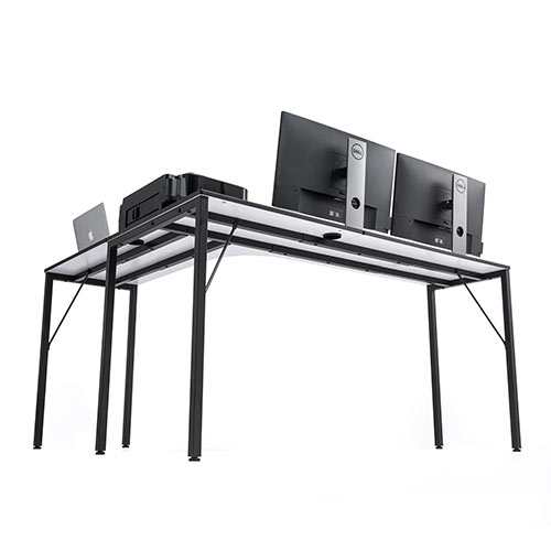 L字デスク（コーナーデスク・木製デスク・パソコンデスク・スリム・幅140cm・奥行40cm・リモートワーク・在宅勤務・ブラック）