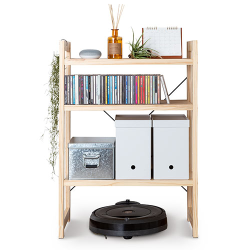 ウッドラック（ウッドシェルフ・オープンシェルフ・オープンラック・幅585mm・奥行360mm・高さ832mm・3段・棚板可変・パイン材）