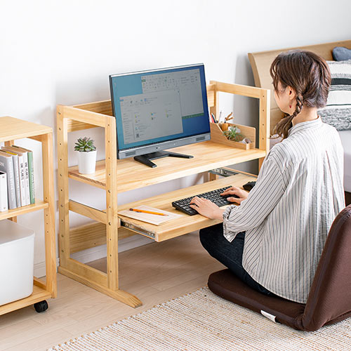 ローデスク パソコンラック 天然木ラック パソコンラック