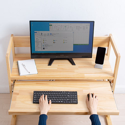 ローデスク パソコンラック 天然木ラック パソコンラック