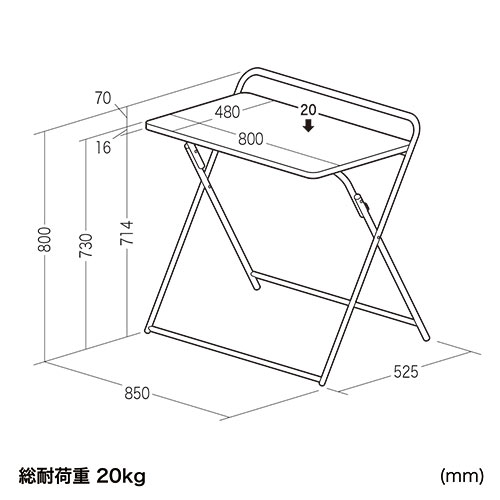 折りたたみデスク 折りたたみテーブル コンパクトデスク パソコンデスク 簡易デスク 省スペース 幅800mm 奥行400mm ライトブラウン