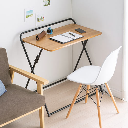 折りたたみデスク 折りたたみテーブル コンパクトデスク パソコンデスク 簡易デスク 省スペース 幅800mm 奥行400mm ライトブラウン