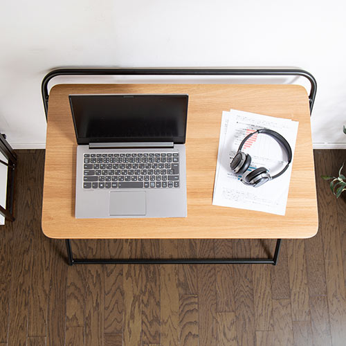 折りたたみデスク 折りたたみテーブル コンパクトデスク パソコンデスク 簡易デスク 省スペース 幅800mm 奥行400mm ライトブラウン