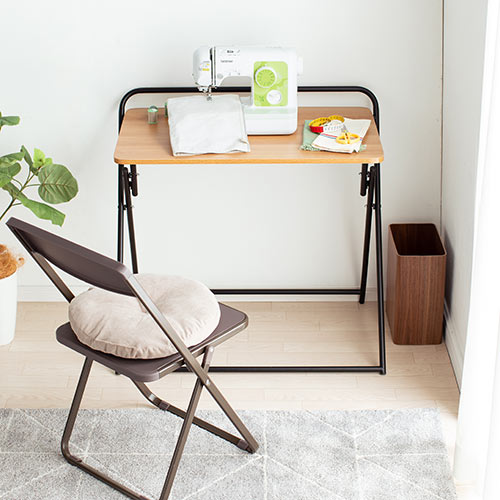 折りたたみデスク 折りたたみテーブル コンパクトデスク パソコンデスク 簡易デスク 省スペース 幅800mm 奥行400mm ライトブラウン