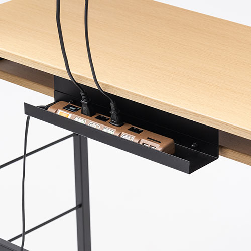 パソコンデスク（スリム・幅900・奥行430・パソコンラック・キーボードスライダー付・サブテーブル・中棚・木目）