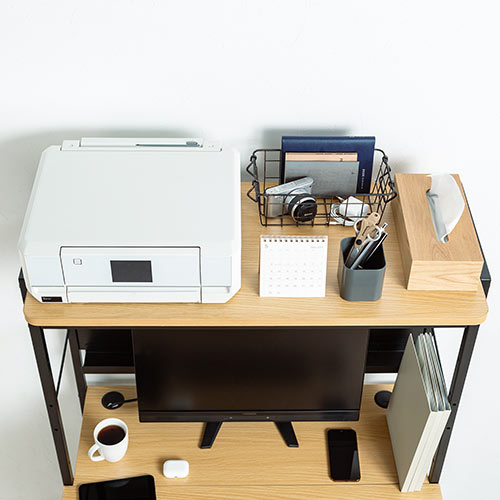 パソコンラック（3WAY・高さ可変・パソコンデスク・書斎デスク・プリンタラック・ローデスク・幅900・ライトブラウン）
