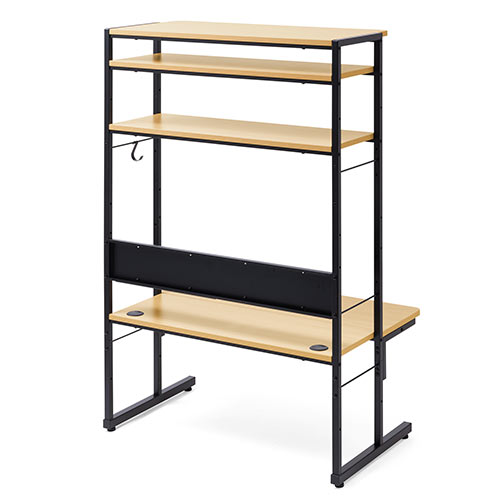 パソコンラック（3WAY・高さ可変・パソコンデスク・書斎デスク・プリンタラック・ローデスク・幅900・ライトブラウン）