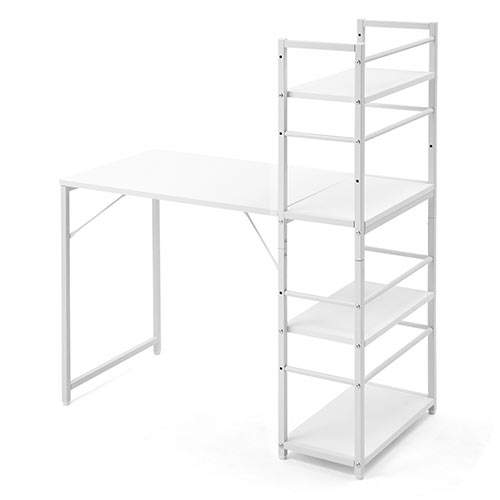 シェルフデスク パソコンデスク 収納ラック 勉強机 書斎デスク 幅100cm 奥行50cm ホワイト