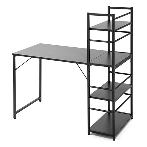シェルフデスク パソコンデスク 収納ラック 勉強机 書斎デスク 幅112cm 奥行55cm ブラック
