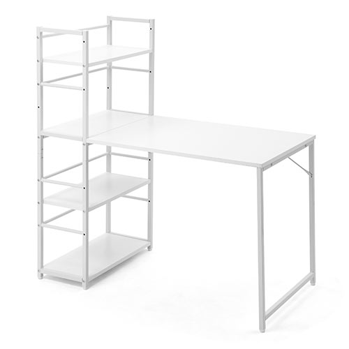 シェルフデスク パソコンデスク 収納ラック 勉強机 書斎デスク 幅112cm 奥行55cm ホワイト