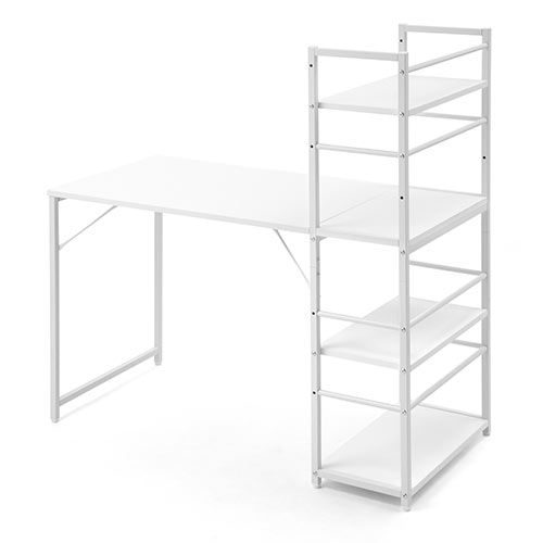 シェルフデスク パソコンデスク 収納ラック 勉強机 書斎デスク 幅112cm 奥行55cm ホワイト