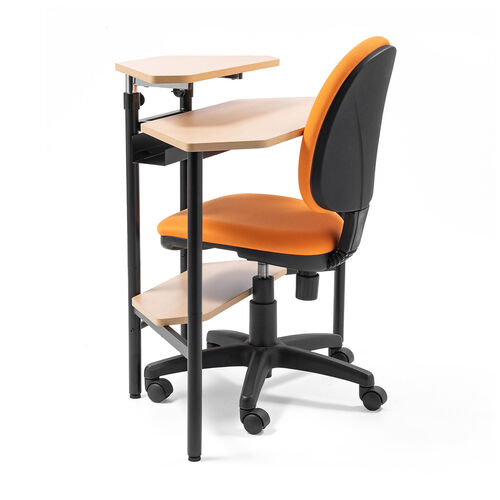 コーナーデスク（角デスク・コンパクト設置・上棚高さ調整・配線トレー付き）