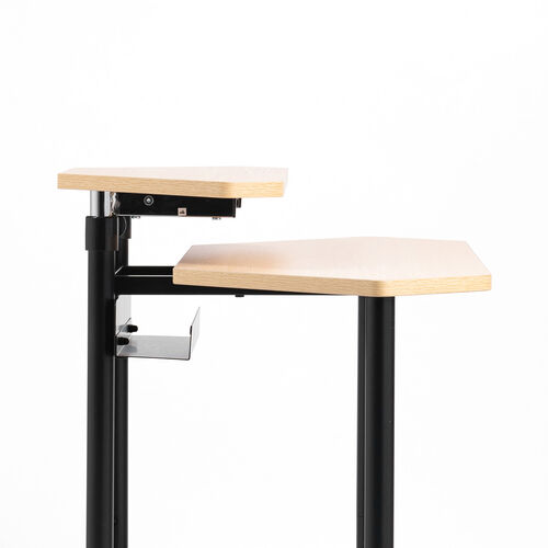 コーナーデスク（角デスク・コンパクト設置・上棚高さ調整・配線トレー付き）