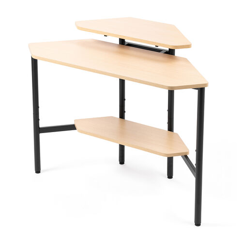 コーナーデスク（角デスク・コンパクト設置・上棚高さ調整・配線トレー付き）