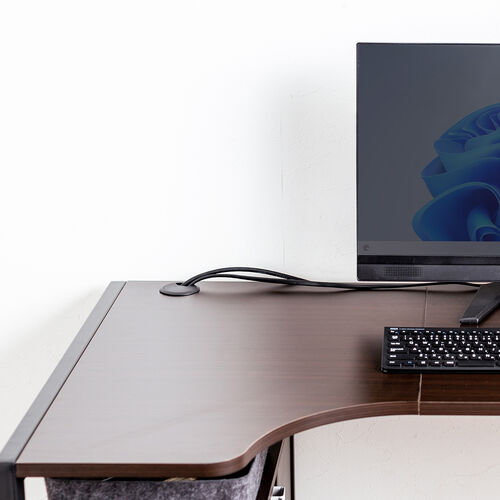 L字デスク（収納棚付き・幅120cm・奥行50cm・パソコンデスク・PCデスク・勉強机・学習机・ブラウン）