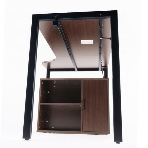 L字デスク（収納棚付き・幅120cm・奥行50cm・パソコンデスク・PCデスク・勉強机・学習机・ブラウン）