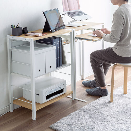 2WAYパソコンラック（分割使用可能・スリム・幅62cm・奥行き50cm・スライダー・中棚・マウステーブル付き）