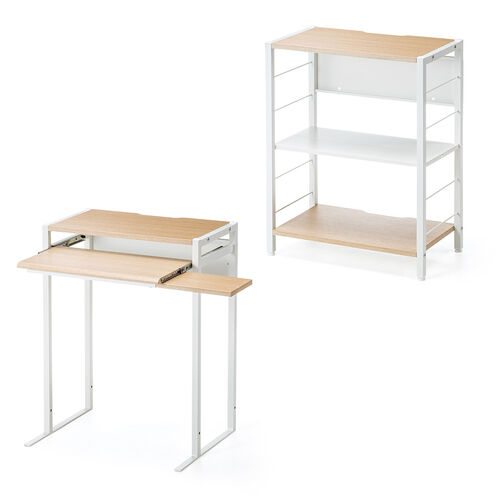 2WAYパソコンラック（分割使用可能・スリム・幅62cm・奥行き50cm・スライダー・中棚・マウステーブル付き）