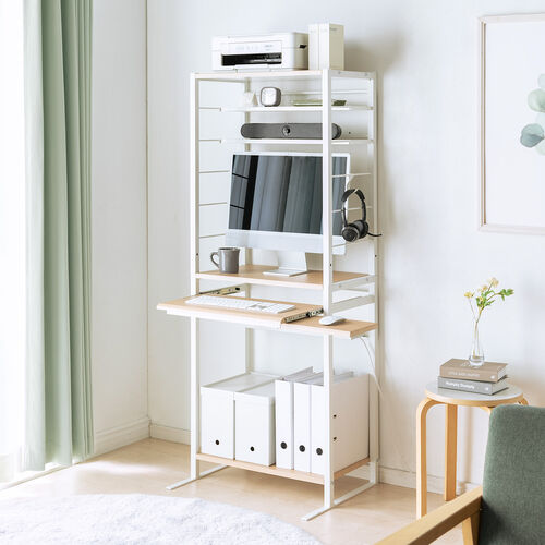 2WAYパソコンラック（分割使用可能・スリム・幅62cm・奥行き50cm・スライダー・中棚・マウステーブル付き）