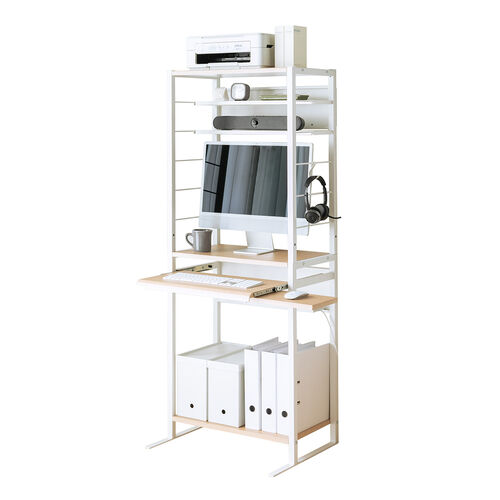 2WAYパソコンラック（分割使用可能・スリム・幅62cm・奥行き50cm・スライダー・中棚・マウステーブル付き）