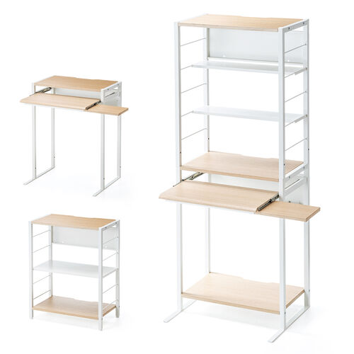 2WAYパソコンラック（分割使用可能・スリム・幅62cm・奥行き50cm・スライダー・中棚・マウステーブル付き）