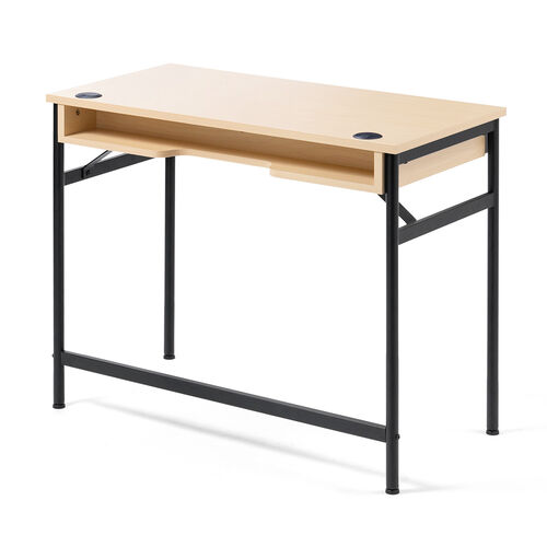 コンパクトパソコンデスク（引き出し付き・幅90cm・配線口・丸フレーム・PCデスク・学習机・勉強机）