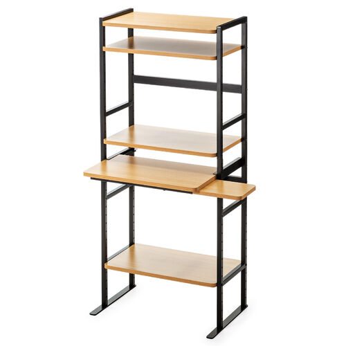 パソコンラック（4cmピッチ可変棚・スリムラック・幅63.4cm・奥行き33cm・スライダー・中棚・マウステーブル付き）