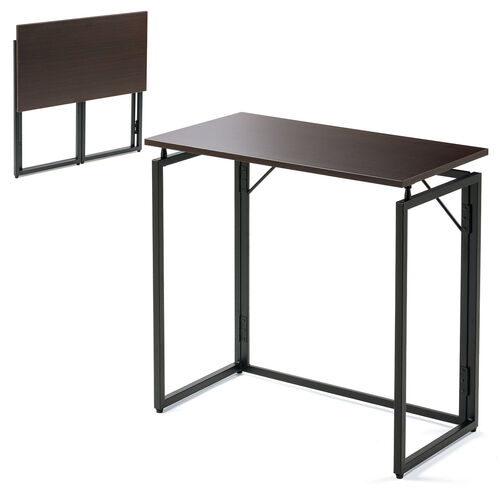 折りたたみデスク（折りたたみテーブル・コンパクトデスク・省スペース・幅73cm・奥行40cm・ブラウン）