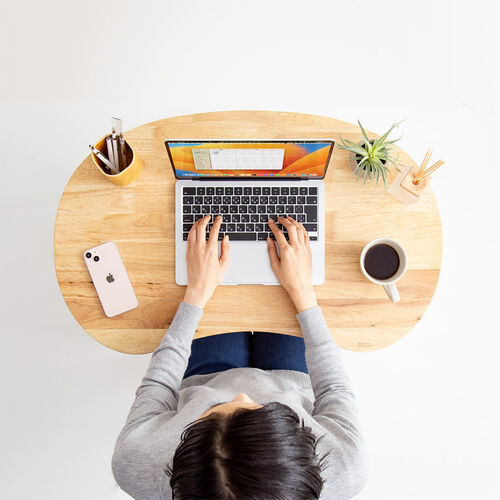 天然木テーブル（天然木デスク・チェアセット・省スペース・コンパクト・パソコンデスク・カーブ形状・幅80cm）