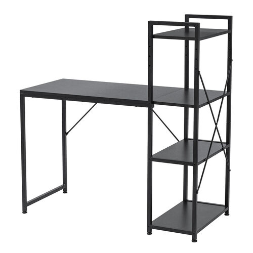 棚付きデスク（シェルフデスク・パソコンデスク・収納ラック・幅107cm・奥行52cm・棚付き・ブラック）