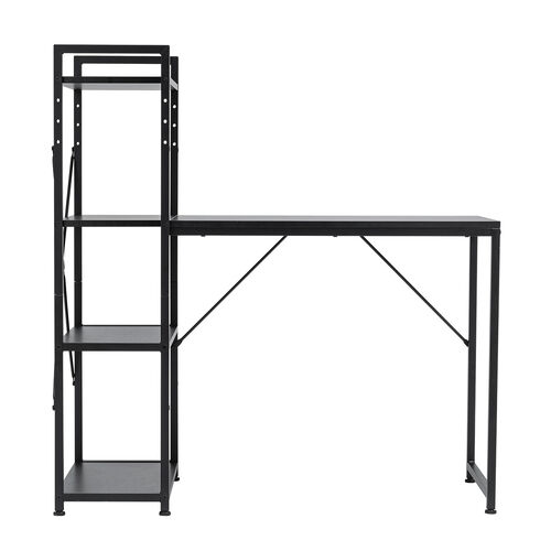 棚付きデスク（シェルフデスク・パソコンデスク・収納ラック・幅107cm・奥行52cm・棚付き・ブラック）