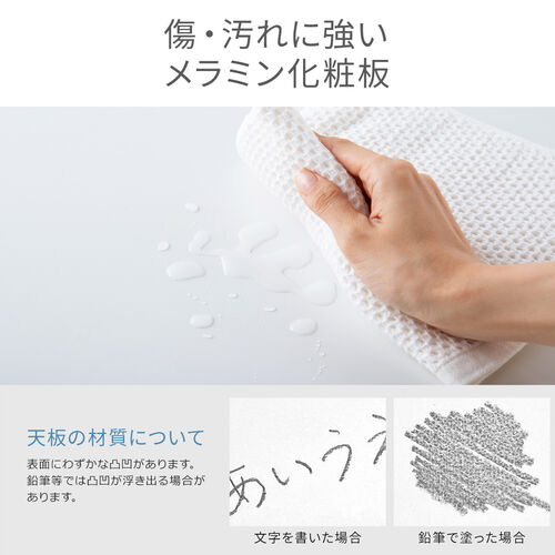 棚付きデスク（シェルフデスク・パソコンデスク・収納ラック・幅107cm・奥行52cm・棚付き・ホワイト）