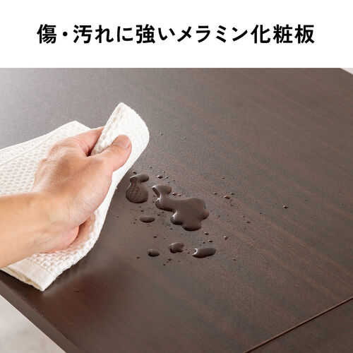 棚付きデスク（シェルフデスク・棚板自由設置・横100cm・奥行50cm・木目調・小物置き・棚板3枚・フック付き）