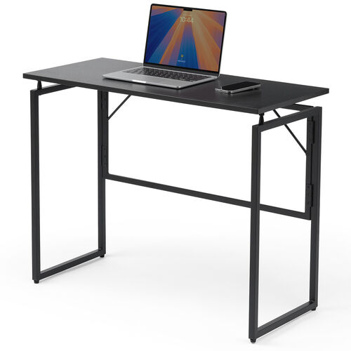 折りたたみデスク（折りたたみテーブル・コンパクトデスク・省スペース・リビング学習・幅90cm・奥行40cm・ブラック）
